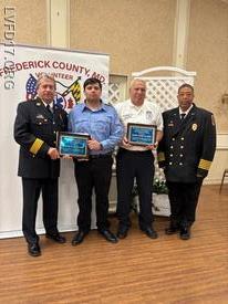 Libertytown Chief Dan More', Libertytown Firefighter Ryan Carey, New Market Chiefs "Bucky" Kennedy and "Jerry Dorsey receive recognition at the April 20, 2026 Awards Ceremony